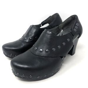 Dansko Ryder Studded Platform Clogs Womens Sz 39 US 8.5 Black Leather 3" Heel